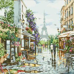 PDF Cross Stitch Digital Pattern - The Parisian Streets - Embroidery Counted Templates