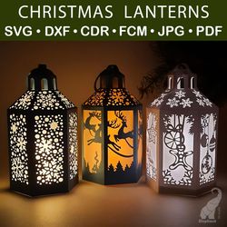 Christmas paper lantern template bundle – SVG for Cricut, DXF for Silhouette, FCM for Brother, PDF cut files