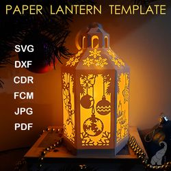Christmas paper lantern template – SVG for Cricut, DXF for Silhouette, FCM for Brother, PDF cut files