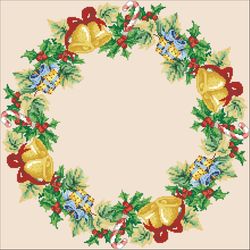 PDF Cross Stitch Digital Pattern - The A Wreath for Christmas - Embroidery Counted Templates