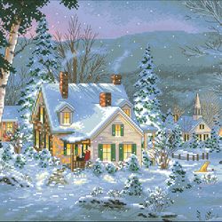 PDF Cross Stitch Digital Pattern - The Winter's Hush Landscape - Embroidery Counted Templates