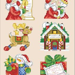 PDF Cross Stitch Digital Pattern - The Santa Workshop - Embroidery Counted Templates