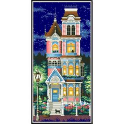 PDF Cross Stitch Digital Pattern - The Victorian House - Embroidery Counted Templates