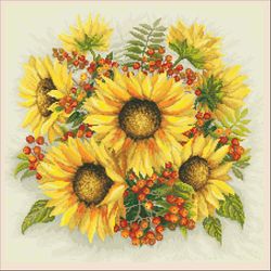 PDF Cross Stitch Digital Pattern - The Pillow- Flowers- Sunflower - Embroidery Counted Templates