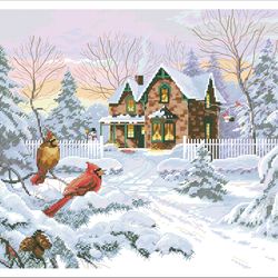 PDF Cross Stitch Digital Pattern - The Landscape - Winter Memories - Embroidery Counted Templates