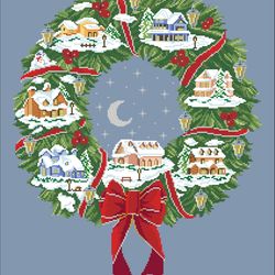 pdf cross stitch digital pattern - the christmas wreath - embroidery counted templates