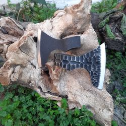 viking tomahawk axe head, hand forged high carbon steel spike, mediaeval finish, and gift axe head, bearded axe head