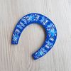 blue wooden souvenir Russian horseshoe hand painted