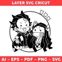 Tanjirou And Nezuko Svg, Tanjirou Svg, Nezuko Svg, Demon Slayer Svg, Anime Character Svg, Anime Svg, Manga Svg