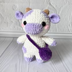Chubby Milky Cow, crochet milk cow, cute farm animal, Purple cow