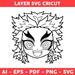 Rengoku Kyoujurou Svg, Kyoujurou Face Svg, Kyoujurou Svg, Demon Slayer Svg, Anime Character Svg, Anime Svg, Manga Svg