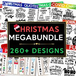 christmas mega bundle, 260 designs, christmas svg bundle, christmas svg, winter svg, holidays svg, cut files cricut, sil