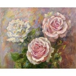 Rose Painting Flower Canvas Original Art Bouquet Artwork Impressionism