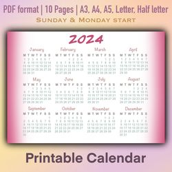 printable calendar, printable calendar 2024, wall calendar, wall calendar printable, wall calendar printable 2024, poste