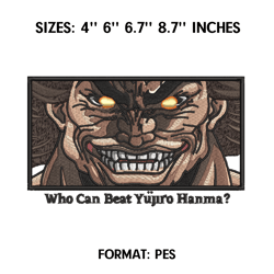 baki who embroidery design file, baki hanma anime embroidery design, machine embroidery dst. nike baki the grappler