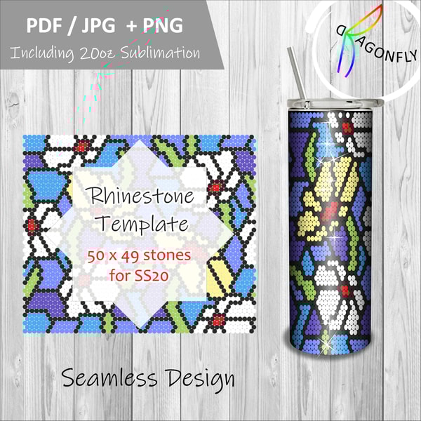 RHINESTONE TUMBLER Template 50 Stones Wide 5mm/SS20 20oz Sk - Inspire ...
