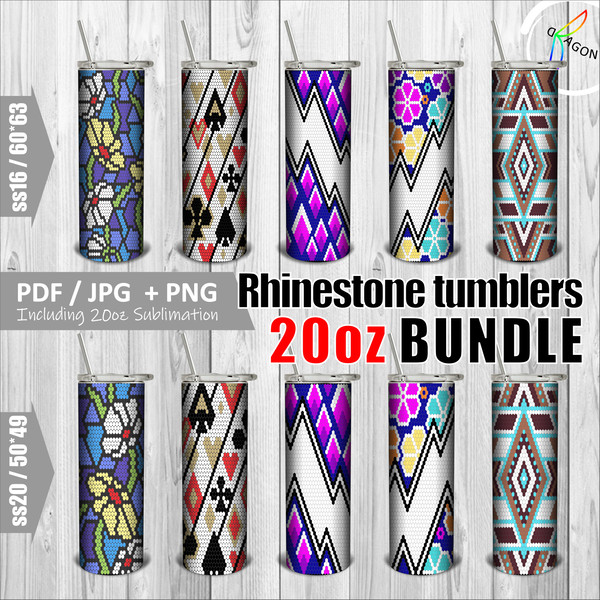 bundle rhinestone tumbler template ss20 ss16  honeycomp Including 20oz 30oz Sublimation.jpg