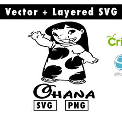 OHANA Lilo and Stitch 2 svg and png files for cricut machine , anime svg , manga svg , Goku svg