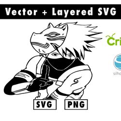 naruto hatake kakashi svg and png files for cricut machine , anime svg , manga svg , goku svg
