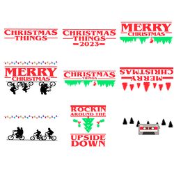 merry christmas stranger things bike bundle svg