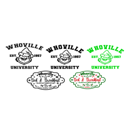 merry christmas grinch whoville university bundle svg