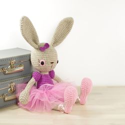 PATTERN: Ballerina Bunny - Crochet tutorial - Amigurumi pattern - Soft toy rabbit - Cute toy ballerina
