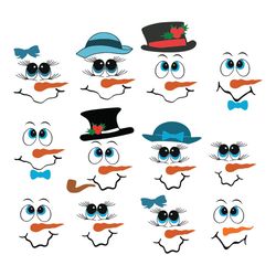 snowman svg, cute snowman face svg lady & man face boy girl, christmas snow man svg, silhouette svg fies