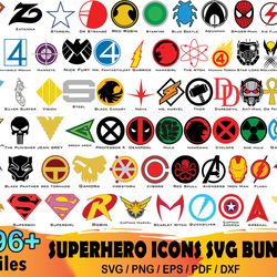 296 superhero icons svg bundle, marvel svg, superman svg, superhero svg, marvel svg, avengers svg, endgame svg