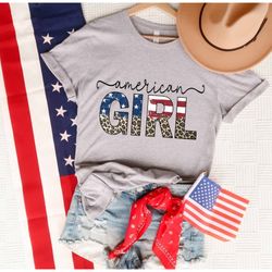4th of july american girl t-shirt, usa freedom shirt, fourth of july shirt, july 4th shirt, independence day shirts