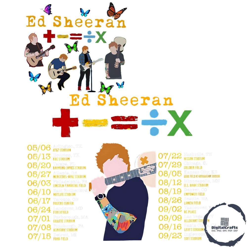 Ed Sheeran Tour 2023 Png Silhouette Sublimation Files