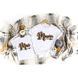 mama mini cute leopard arrowt-shirt, mom and daughter matching shirt, blessed mama shirt, mom life shirt, mama mini