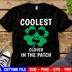 boy st patricks svg, coolest clover in the patch svg, lucky dude, st pattys kids svg, baby boy svg file for cricut