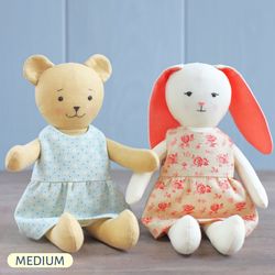 PDF Bear and Bunny Dolls Sewing Pattern
