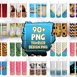 90 tumbler design png bundle, skinny tumbler 20oz
