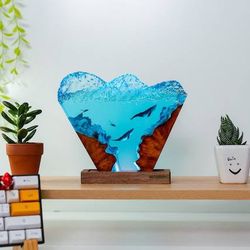 polygon deep whale sea, night light, epoxy lamp, resin lamp, resin night light,epoxy resin lamp,table lamp,custom night