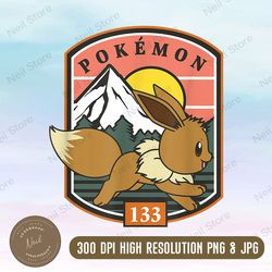 pokemon 133 eevee running outdoors forest landscape poster png, png high quality, png, digital download