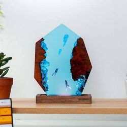 polygon deep jellyfish sea, night light, epoxy lamp, resin lamp, resin night light,epoxy resin lamp,table lamp,custom ni