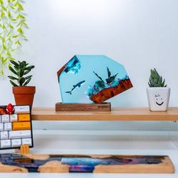 polygon deep whale sea, night light, epoxy lamp, resin lamp, resin night light,epoxy resin lamp,table lamp,custom night