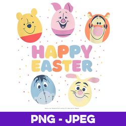 disney winnie the pooh group shot happy easter balloons , png design, png instant download