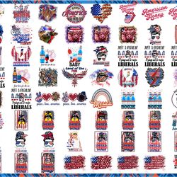 60 png 4th of july bundle, patriotic usa png, freedom png, red and white, booze png, cow messybun, usa flag, american ho