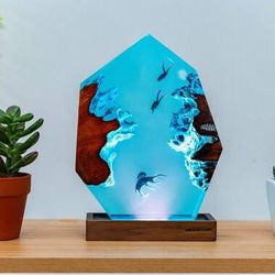 polygon deep octopus sea, night light, epoxy lamp, resin lamp, resin night light,epoxy resin lamp,table lamp,custom nigh