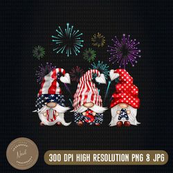 patriotic gnomes firework png, independence day png, gnome png, three gnomes png, gnome sublimation, gnome printable