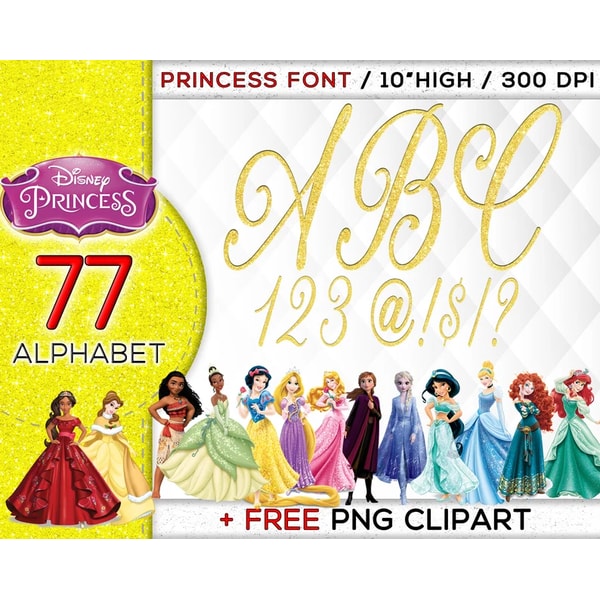 Princess Letras Disney Princess Alphabet Png, Princess Font Png, Gold Glitte | Inspire ...