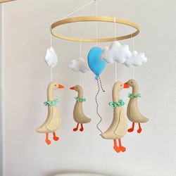 Duck Nursery Decor. Baby Mobile Goose and Blue Balloon. Mobile Boys. Baby Crib Mobile. Goose/Duc Baby Shower.
