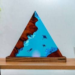 polygon deep ray sea, night light, epoxy lamp, resin lamp, resin night light,epoxy resin lamp,table lamp,custom night li