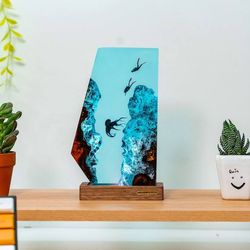 polygon deep octopus sea, night light, epoxy lamp, resin lamp, resin night light,epoxy resin lamp,table lamp,custom nigh