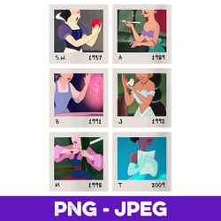 womens disney princess polaroid photo grid v3 , png design, png instant download