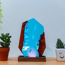 polygon deep jellyfish sea, night light, epoxy lamp, resin lamp, resin night light,epoxy resin lamp,table lamp,custom ni