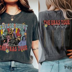 the eras tour vintage style tshirt | swiftie gift | flower power |tour dates on back |comfort colors