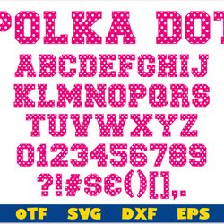 polka dot font otf, polka dot font svg, polka dot pattern font, stencil font, girly fonts, pink font, sport font varsity